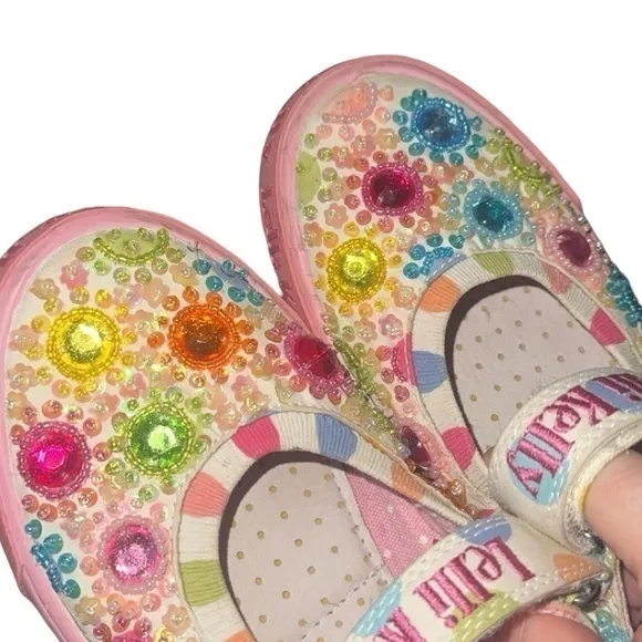 Lelli Kelly Kids Polka Dot Beaded Jeweled‎ Multicolored Mary Jane Shoes