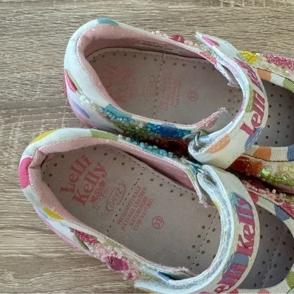 Lelli Kelly Kids Polka Dot Beaded Jeweled‎ Multicolored Mary Jane Shoes