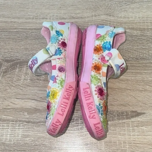 Lelli Kelly Kids Polka Dot Beaded Jeweled‎ Multicolored Mary Jane Shoes