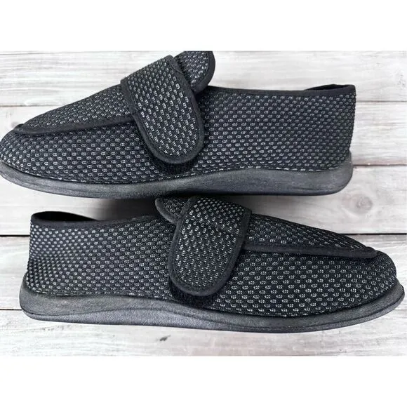 LESVAGO Breathable Black Adjustable Diabetic Slippers Mens Size 13