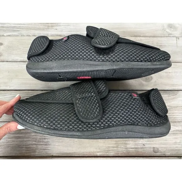 LESVAGO Breathable Black Adjustable Diabetic Slippers Mens Size 13