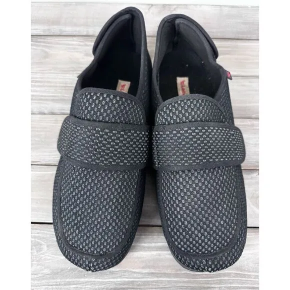 LESVAGO Breathable Black Adjustable Diabetic Slippers Mens Size 13