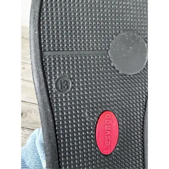 LESVAGO Breathable Black Adjustable Diabetic Slippers Mens Size 13