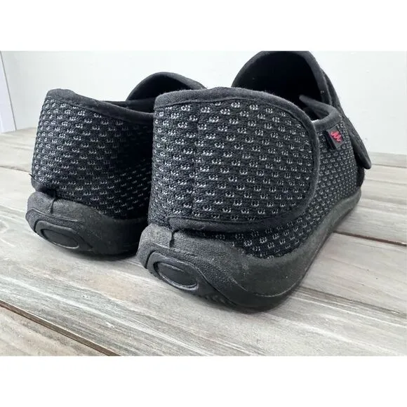 LESVAGO Breathable Black Adjustable Diabetic Slippers Mens Size 13