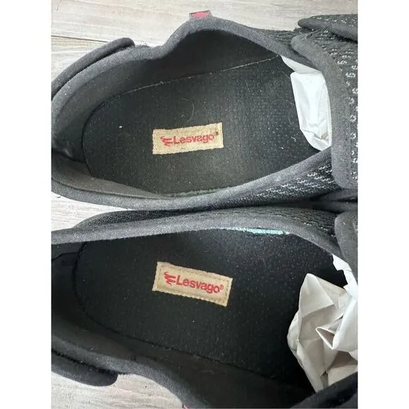 LESVAGO Breathable Black Adjustable Diabetic Slippers Mens Size 13