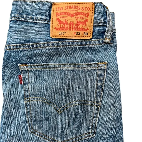 Levi’s Jeans Sexy Fit 527 Authentic Red Tab Medium Light Wash Blue Size W33 L30