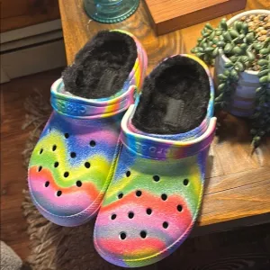 Like NEW CROCS colorful with Cozy Lining