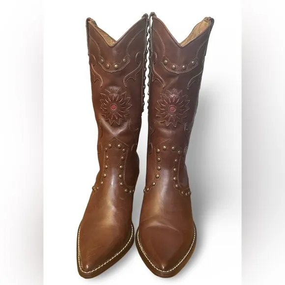 Like New Stetson Women's Mule Ears Bling Cowboy Boots Mid-Calf Size 8