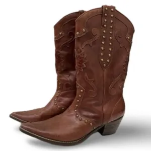 Like New Stetson Women's Mule Ears Bling Cowboy Boots Mid-Calf Size 8