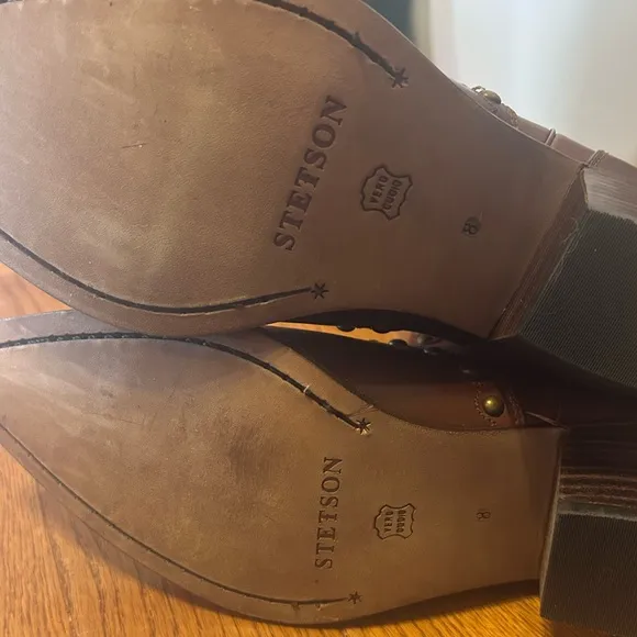 Like New Stetson Women's Mule Ears Bling Cowboy Boots Mid-Calf Size 8