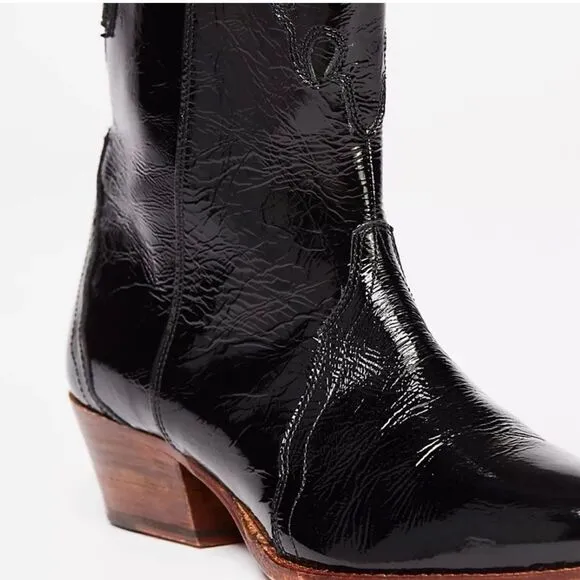 Like New Free People: Black Patent Leather New Frontier Western Boot