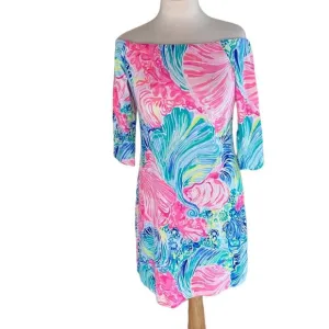 LILLY PULITZER  Laurana Off the Shoulder  Dress Beach Please Small Style 25507