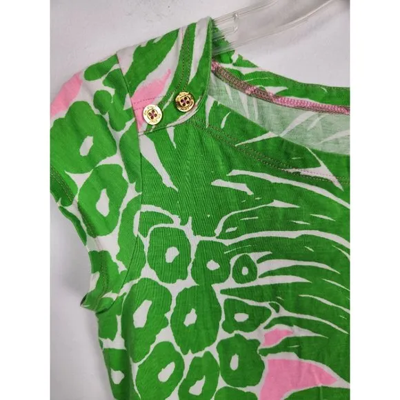Lilly Pulitzer Women's Sz. XS Loren Pink &amp; Green Pineapple Dress Boatneck