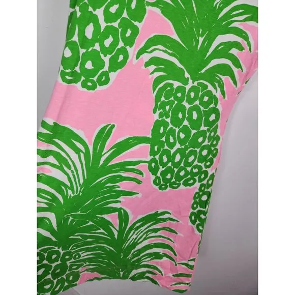 Lilly Pulitzer Women's Sz. XS Loren Pink &amp; Green Pineapple Dress Boatneck