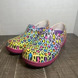 Lisa Frank Women’s Crocs Neria Pro II Clogs Pink Multi Cheetah Print Size‎ 10