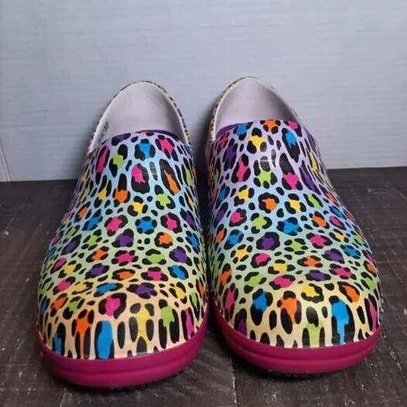 Lisa Frank Women’s Crocs Neria Pro II Clogs Pink Multi Cheetah Print Size‎ 10
