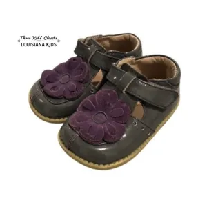 Livie &amp; Luca Sz 5 Grey Patent Leather Blossom Shoes