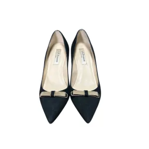 L.K Bennett - Black Suede High-Heel Shoes with gold Buckle bow- Size 6 EU 36