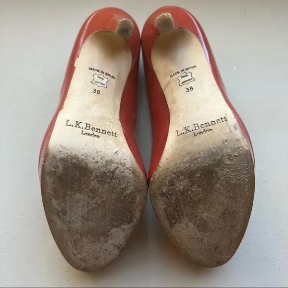LK Bennett Rust Colored Patent Leather Classic Heels Pumps Women’s EU 38 US 7
