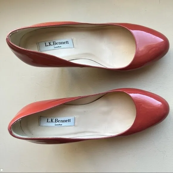 LK Bennett Rust Colored Patent Leather Classic Heels Pumps Women’s EU 38 US 7