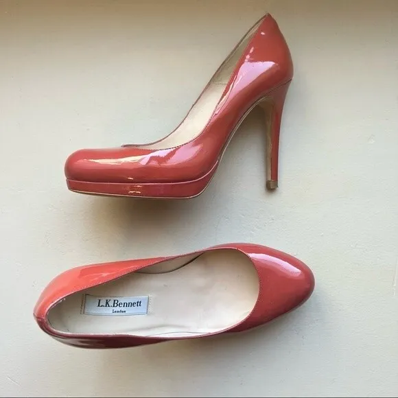 LK Bennett Rust Colored Patent Leather Classic Heels Pumps Women’s EU 38 US 7