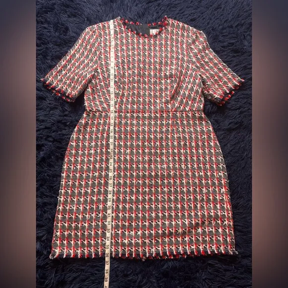 L.K.Bennett Danna Tweed Mix Mini Dress, Red/Multi. Size 14
