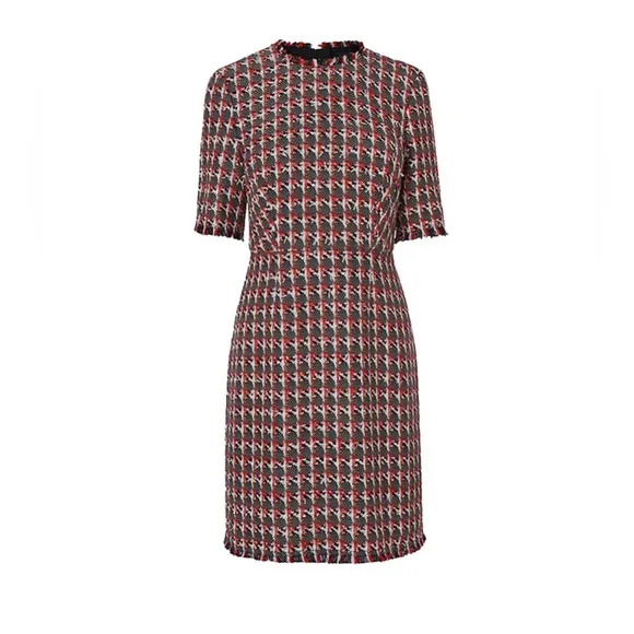 L.K.Bennett Danna Tweed Mix Mini Dress, Red/Multi. Size 14