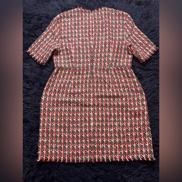 L.K.Bennett Danna Tweed Mix Mini Dress, Red/Multi. Size 14