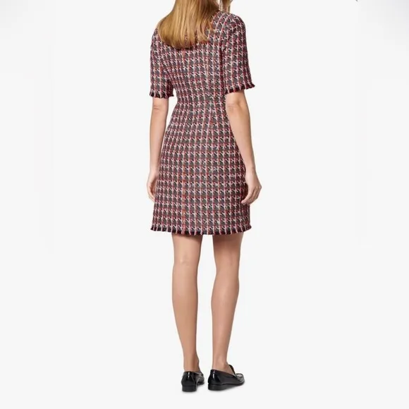 L.K.Bennett Danna Tweed Mix Mini Dress, Red/Multi. Size 14