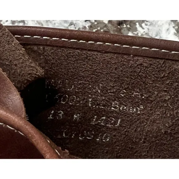 LL Bean Ankle Bean Boots Leather Waterproof Duck Boots Brown Lace Up Mens 13