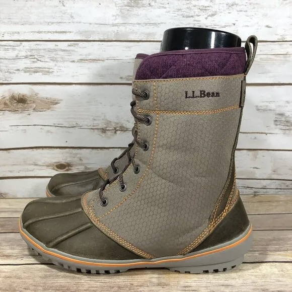 L.L. Bean Bar Harbor Mid Fleece Lined Rubber Tek 2.5 Waterproof Boots Womens 9