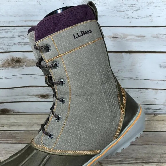 L.L. Bean Bar Harbor Mid Fleece Lined Rubber Tek 2.5 Waterproof Boots Womens 9