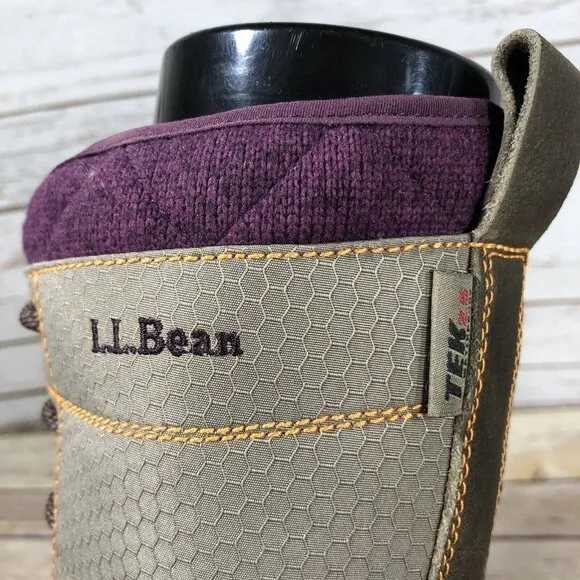 L.L. Bean Bar Harbor Mid Fleece Lined Rubber Tek 2.5 Waterproof Boots Womens 9