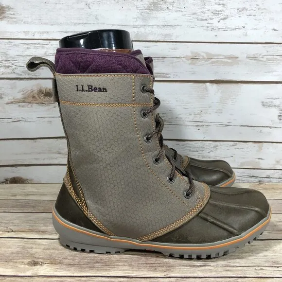 L.L. Bean Bar Harbor Mid Fleece Lined Rubber Tek 2.5 Waterproof Boots Womens 9
