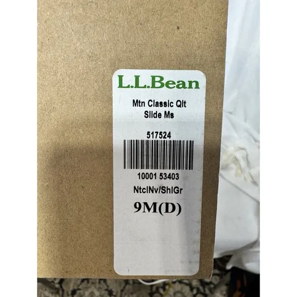 LL Bean Bean Quilted indoor/outdoor slippers. mens 9 NIB