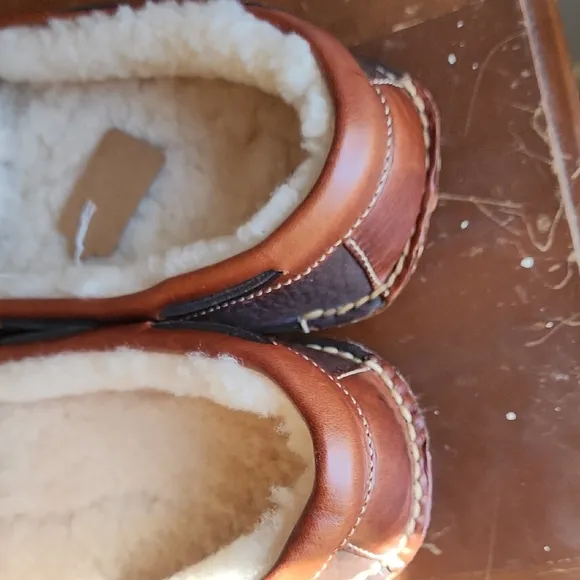 L.L. Bean Bison Double-Soled Shearling Lined Slippers