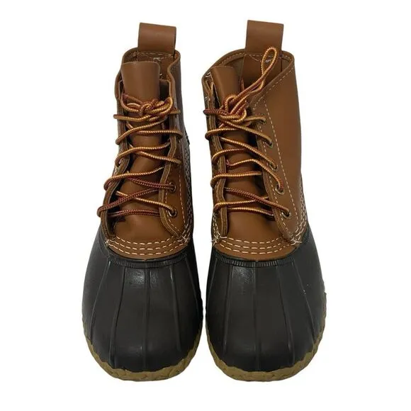 LL Bean Duck Brown Duck Rain Boots Size 6 Waterproof Leather Made in USA