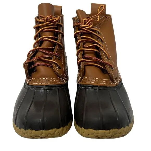 LL Bean Duck Brown Duck Rain Boots Size 6 Waterproof Leather Made in USA