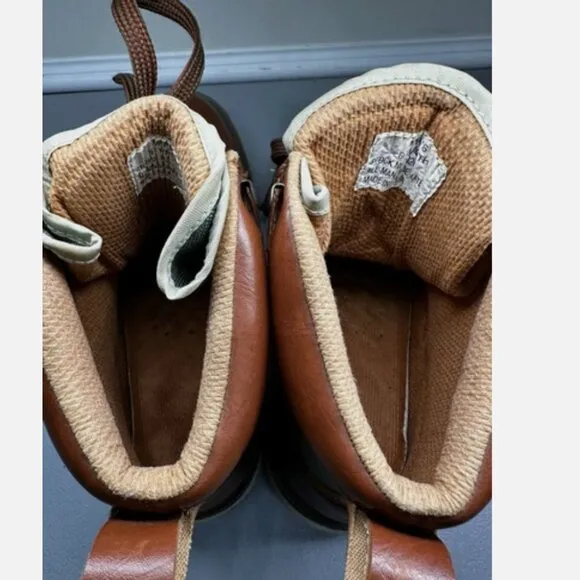 L.L. Bean Fly Fishing Wading Boots Men's 8 Vtg Brown &amp; Green Cambrelle Fabric