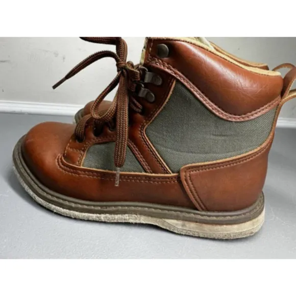 L.L. Bean Fly Fishing Wading Boots Men's 8 Vtg Brown &amp; Green Cambrelle Fabric