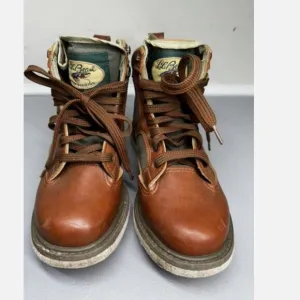 L.L. Bean Fly Fishing Wading Boots Men's 8 Vtg Brown &amp; Green Cambrelle Fabric