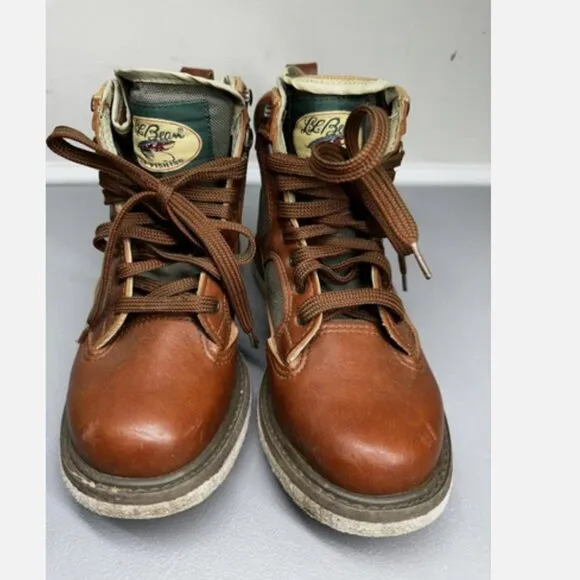 L.L. Bean Fly Fishing Wading Boots Men's 8 Vtg Brown &amp; Green Cambrelle Fabric