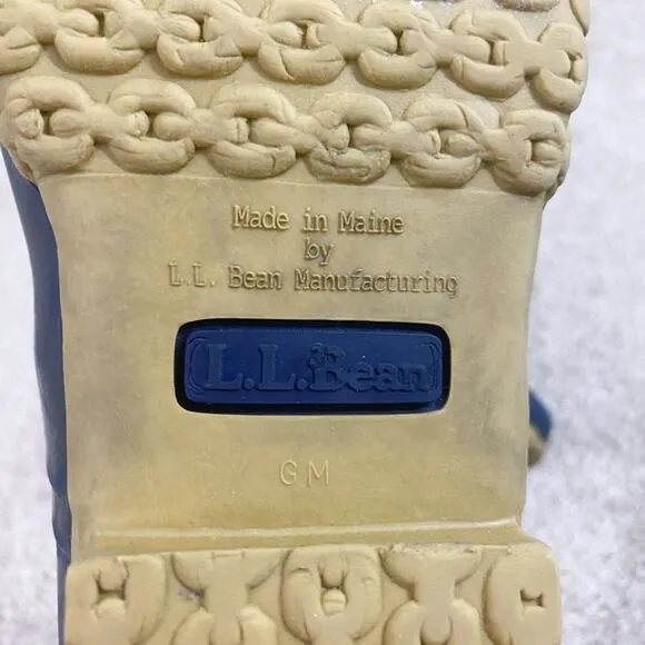 LL Bean Navy and Tan Bean Boots Women's US Size 10 EUC Waterproof Rubber Leather