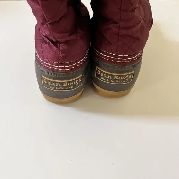 L.L. Bean Vintage Winter Boots Red Quilted Tie Sherpa Lined Waterproof