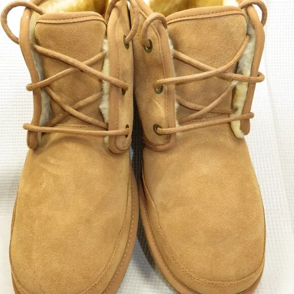 LL Bean Wicked Good Boots 3-Eye Lamb Shearling Fur Lined Suede Slippers Men's 11