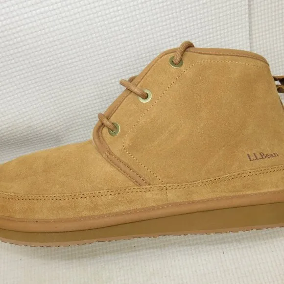LL Bean Wicked Good Boots 3-Eye Lamb Shearling Fur Lined Suede Slippers Men's 11