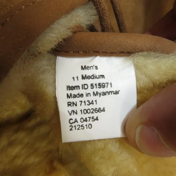 LL Bean Wicked Good Boots 3-Eye Lamb Shearling Fur Lined Suede Slippers Men's 11