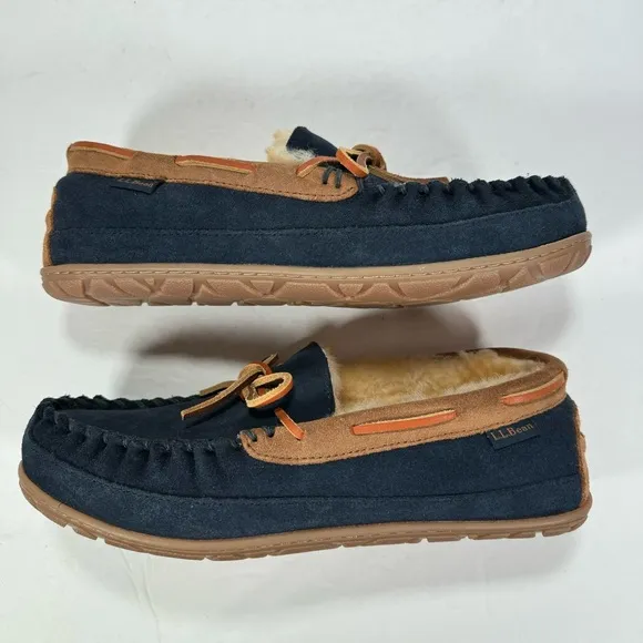 L.L. Bean Wicked Good Moccasin Slippers Navy Blue Men’s Size 8