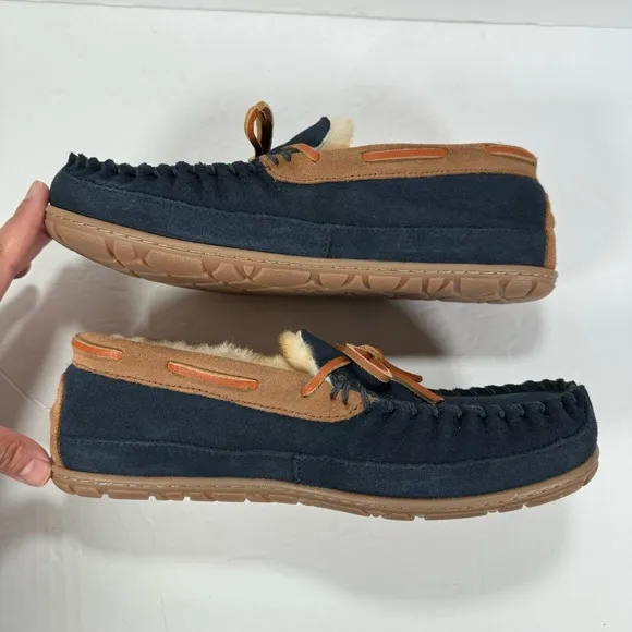 L.L. Bean Wicked Good Moccasin Slippers Navy Blue Men’s Size 8
