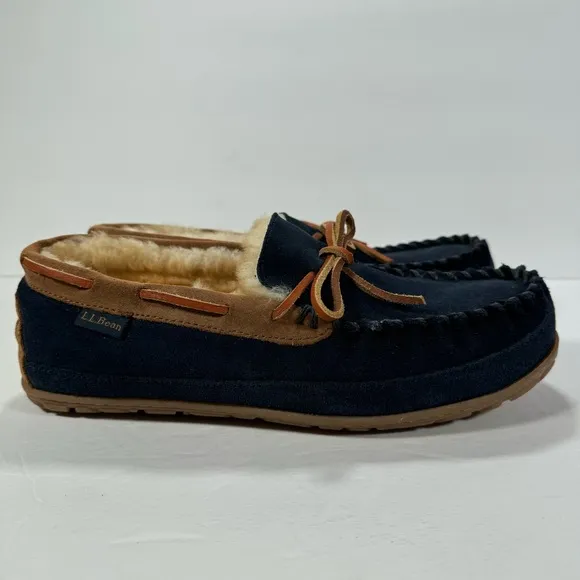L.L. Bean Wicked Good Moccasin Slippers Navy Blue Men’s Size 8